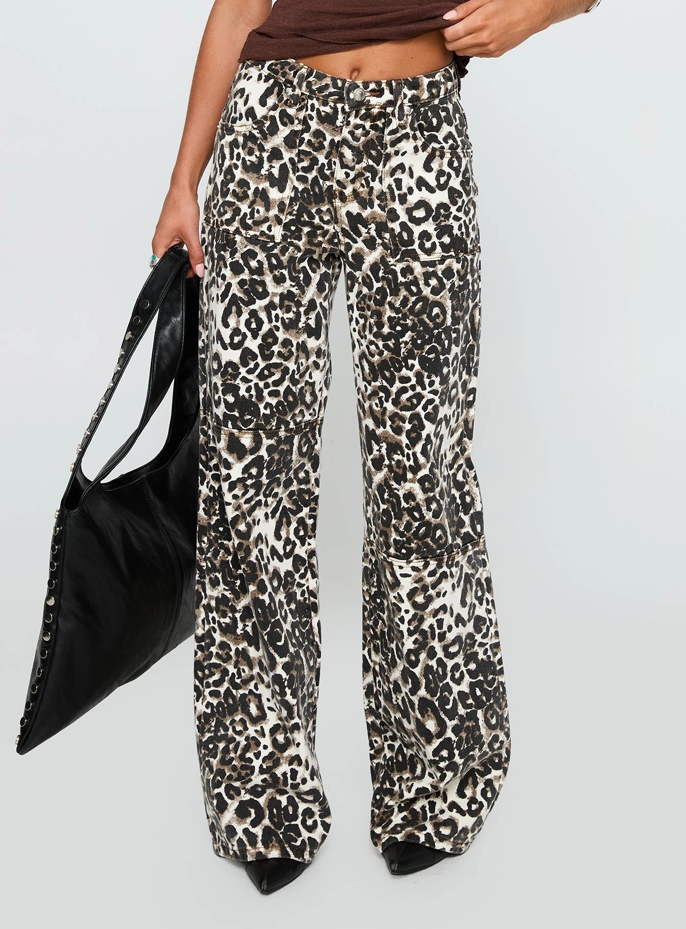 Wild Ride High Rise Wide Leg Cargo Jeans Leopard Artist Vibe Sustainable