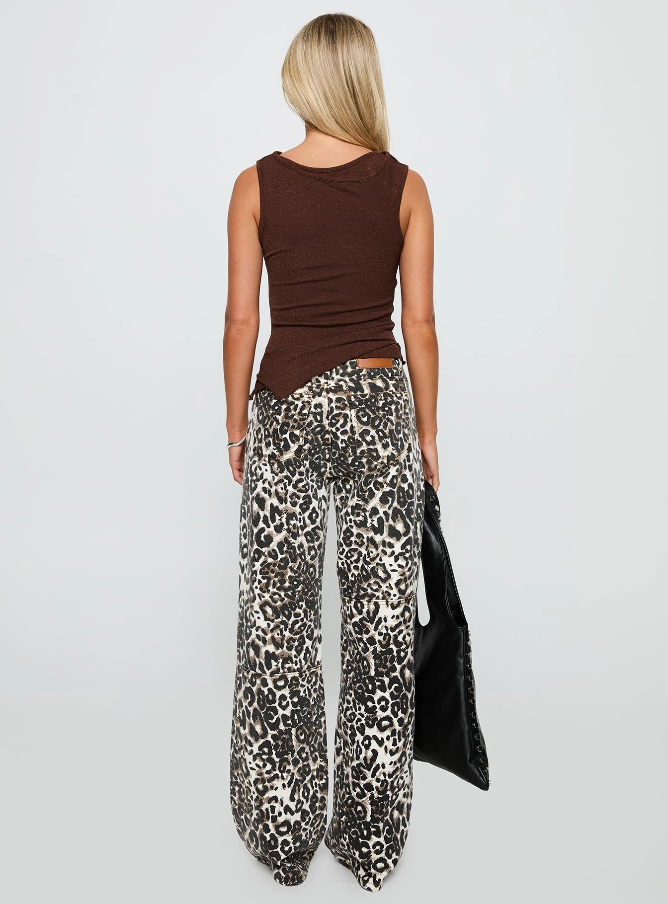 Wild Ride High Rise Wide Leg Cargo Jeans Leopard Matching Basic Tagless Design