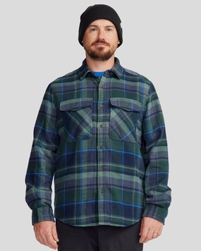 Fitted Shape Men's Huntly Long Sleeve Shirt - Hut Plaid Deep Forest