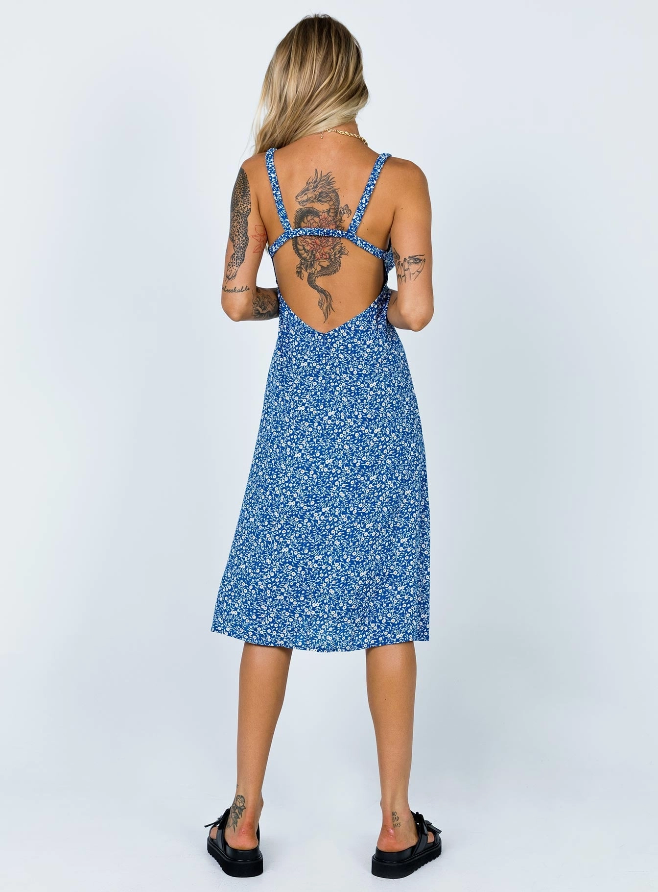 Georgia Midi Dress Navy Lower Impact Chic Energy