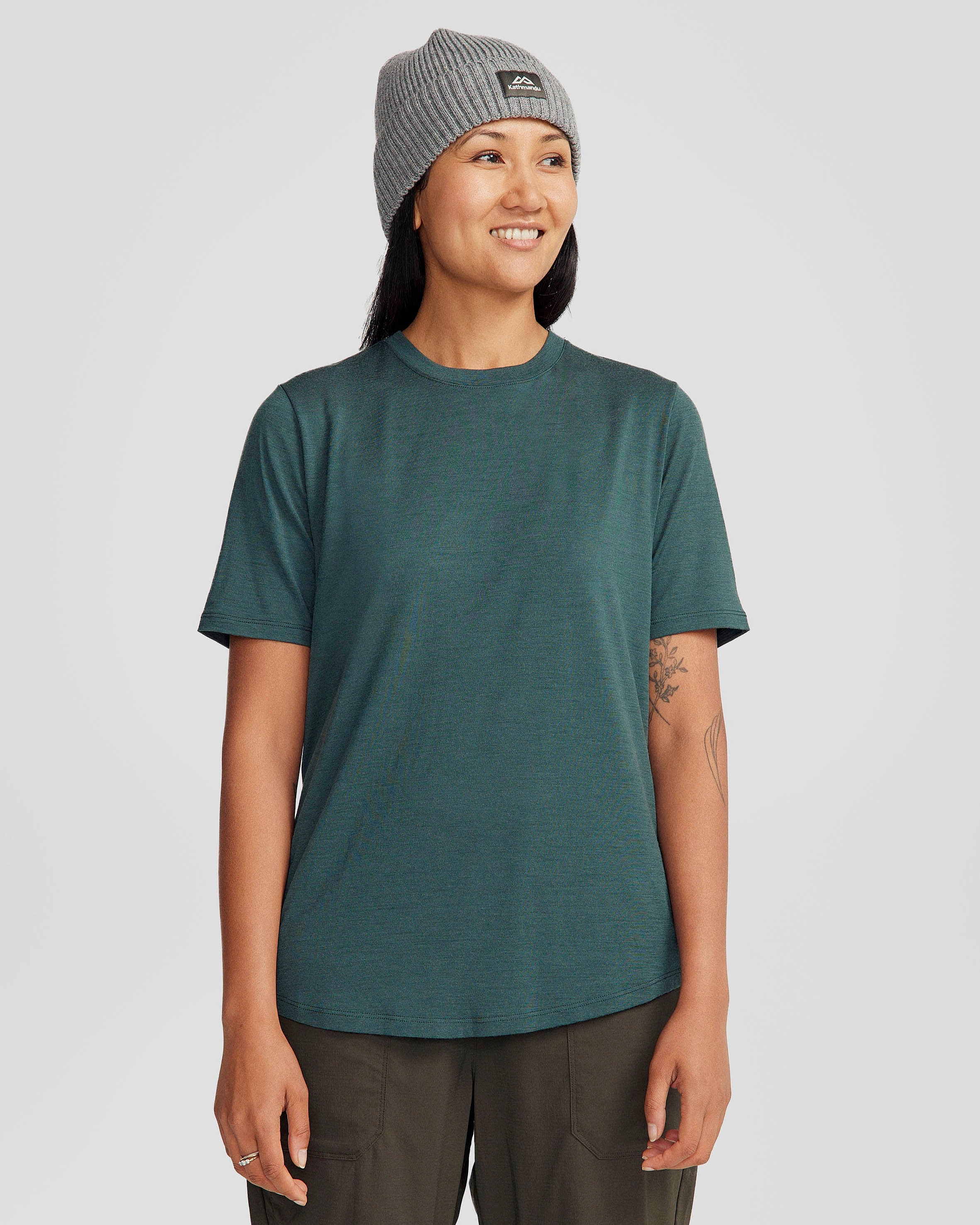 Winter Ready Layer Ultimate Warmth Women's 100% Merino Short Sleeve Crew Top - Deep Forest