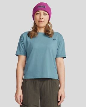 Seam Free Shoulders Women's 1987 Organic Cotton T-shirt - Washed Blue