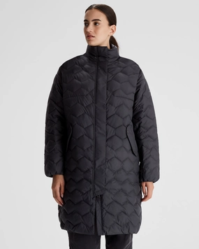 Midweight Layer Light Weight Women's Any Time Down Hooded Parka  Jacket- Black Stingray