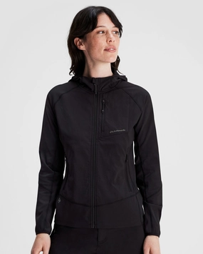 Lined Pockets Women's Aysen Hooded Fleece Jacket - Black Stingray