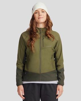 Quick Dry Coating Women's Aysen Hooded Fleece Jacket - Light Moss/Dark Moss