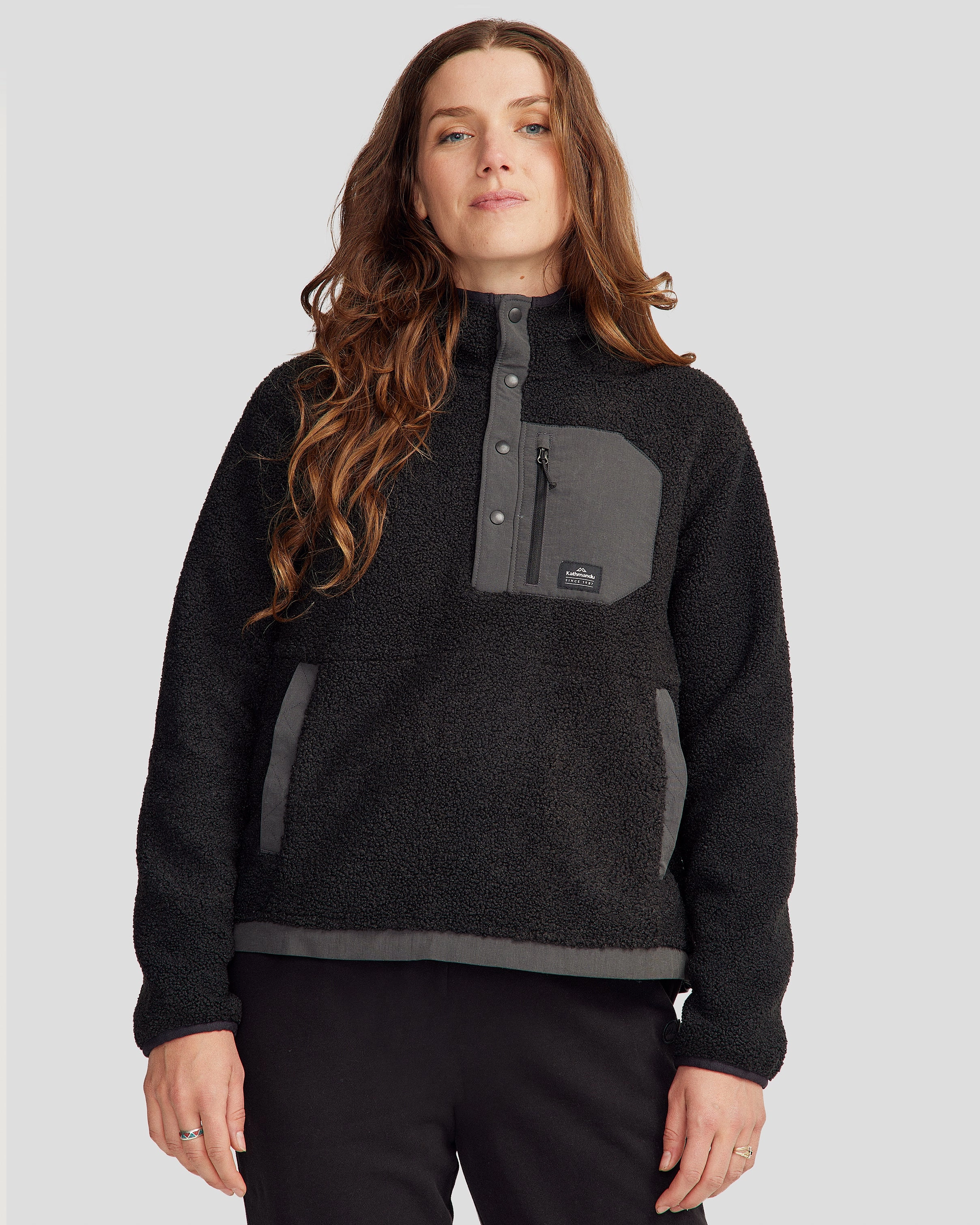 Effortless Wear Easy Fit Women's Co-Z High Pile Hooded Pullover v2 - Black Stingray