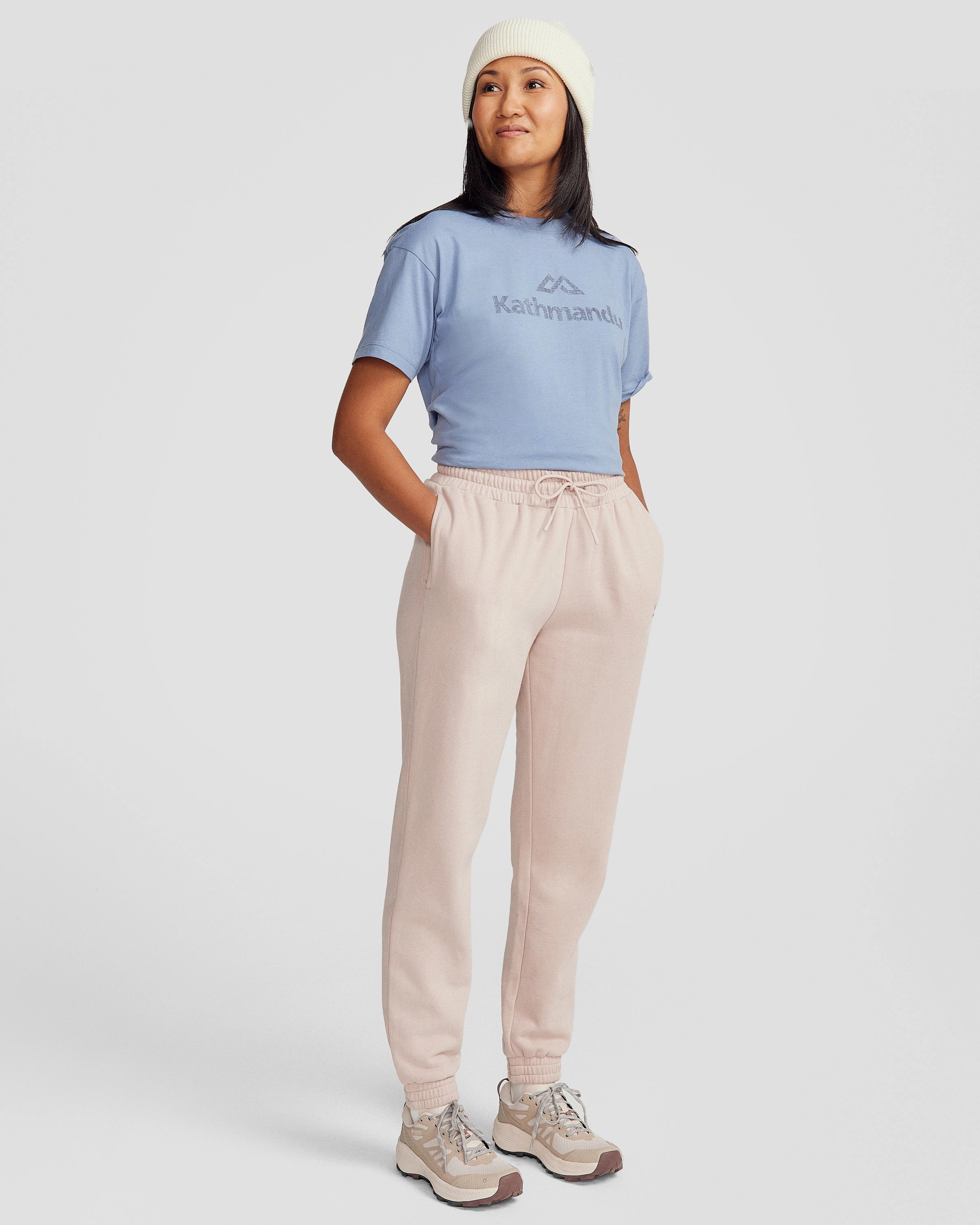 Women's Heritage Logo Slouchy Brushed Joggers - Light Taupe Durable Stitching