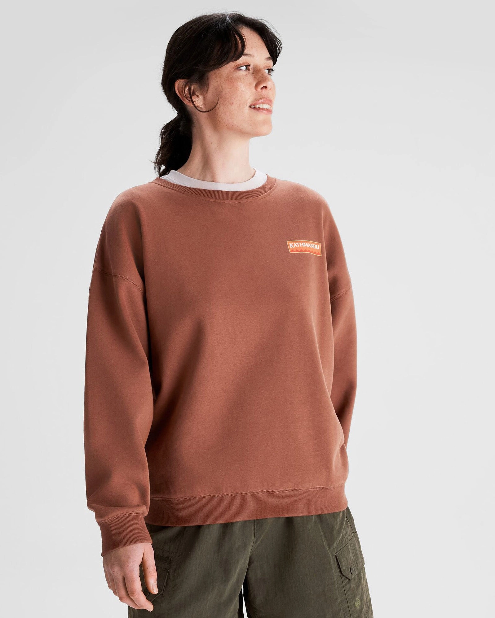 Women's Heritage Logo Slouchy LT BB Crew Sweatshirt - Woodsy Comfy & Cozy Hygroscopic Fiber Blend