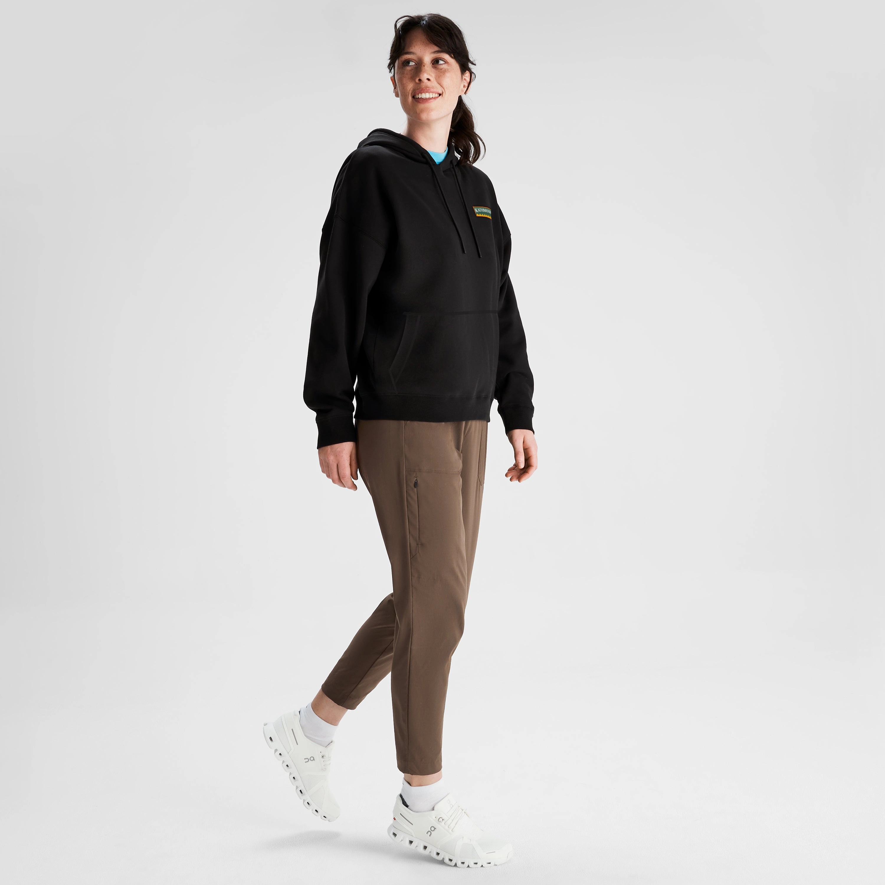 All-Day Knitwear Women's Heritage Logo Slouchy LT BB Hoodie - Black Stingray