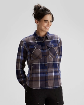 Brushed Inner Lining Earthy Palette Women's Huntly Long Sleeve Shirt - Cabin Plaid Horizon Line