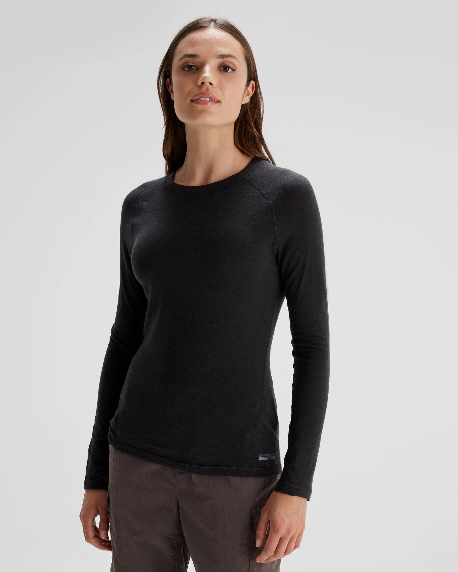 Women's K-Merino 125 Baselayer Top - Black Stingray Tear Resistant Fabric Lightweight Knit