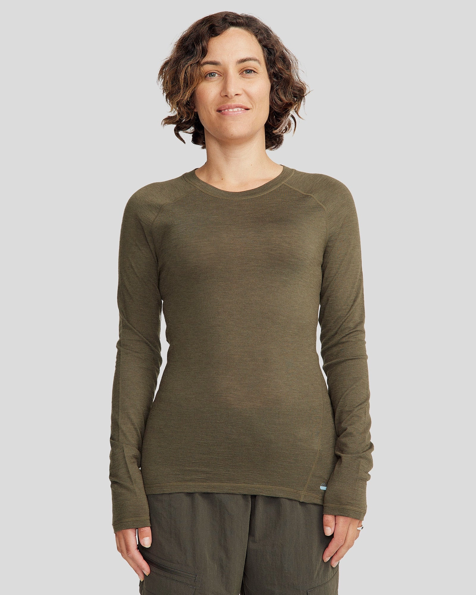 Women's K-Merino 125 Baselayer Top - Light Moss Wrinkle Resistant Finish