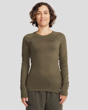 Women's K-Merino 125 Baselayer Top - Light Moss Anti Chafe Seam Layered Protection Design