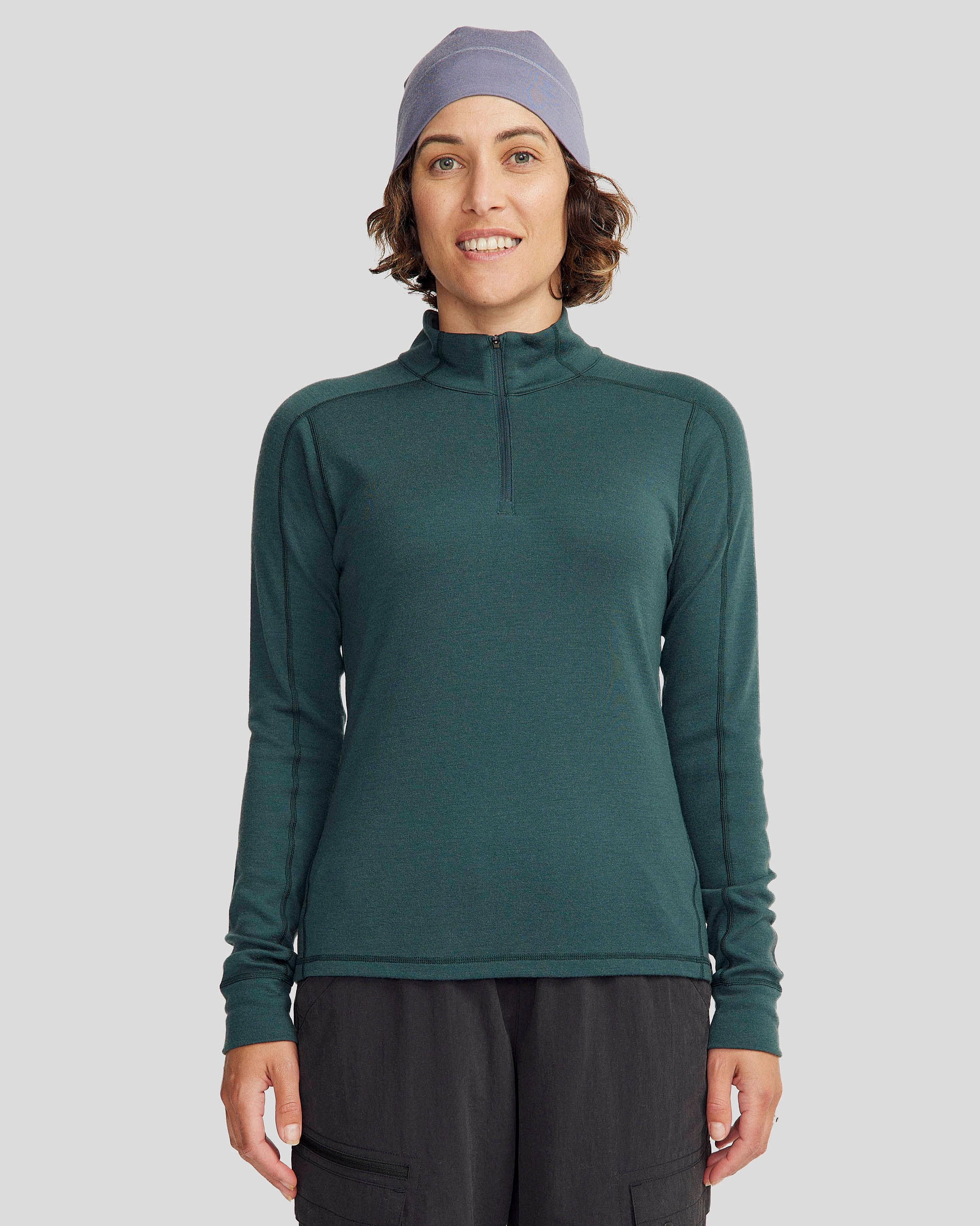 Women's K-Merino 250 Quarter Zip Top  - Deep Forest Soft Layers