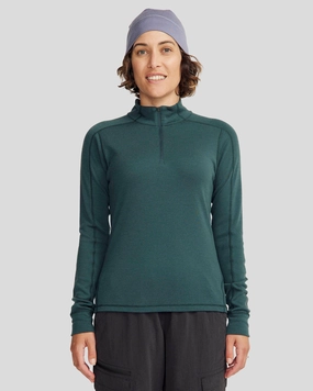 Comfy and Cozy Women's K-Merino 250 Quarter Zip Top  - Deep Forest