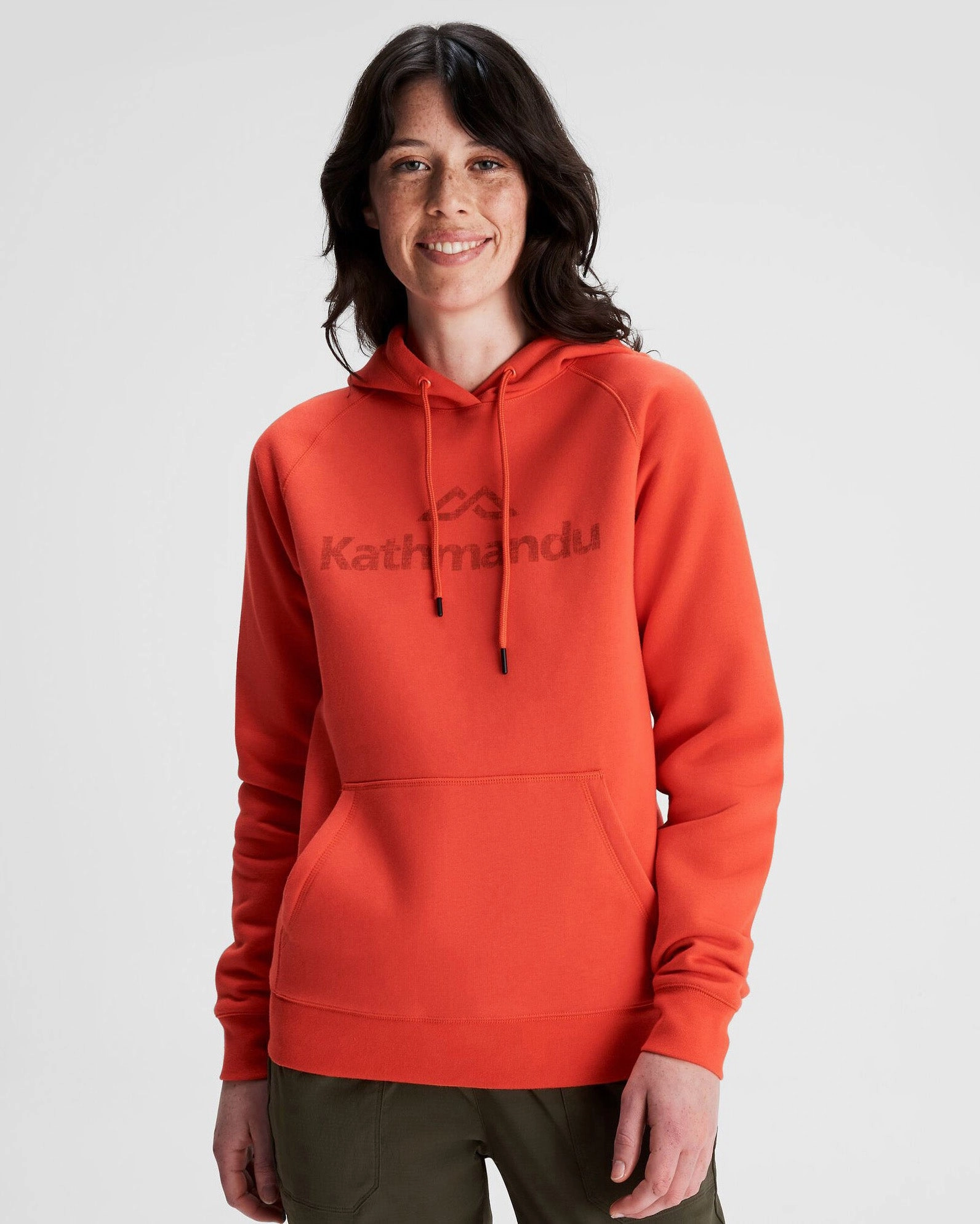 Stretch Comfort Design Women's Kathmandu Logo Hoodie - Hut Orange