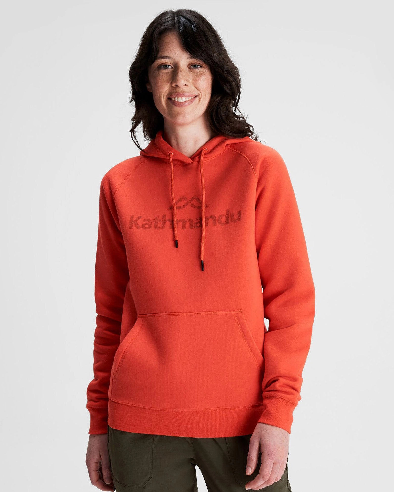 Comfy Performance Women's Kathmandu Logo Hoodie - Hut Orange