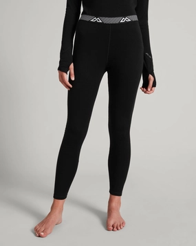 Anti Microbial Finish Chafe Free Lining Women's KMDMerino Baselayer Leggings - Black