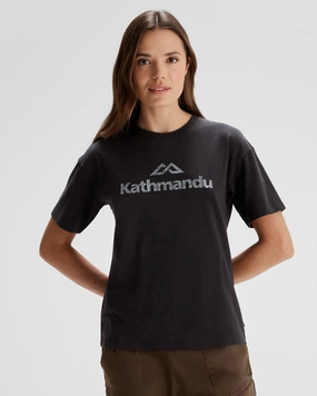 Women's Logo Organic Cotton T-shirt - Black Stingray Odor-resistant Street Casual