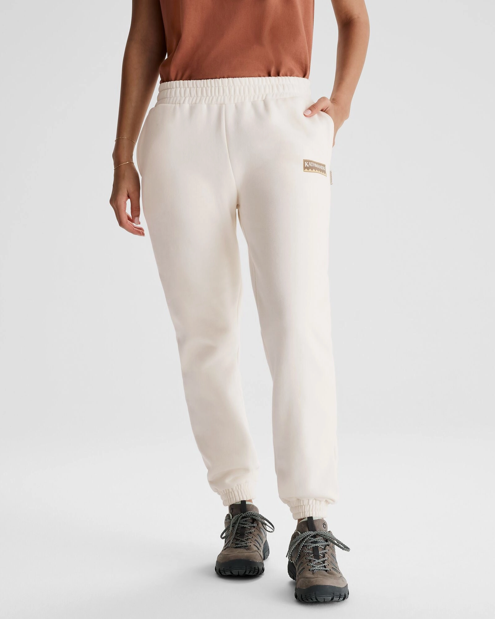 Women's Logo Slouchy BB Joggers - Bone High Durability Stitching Tapered ankle