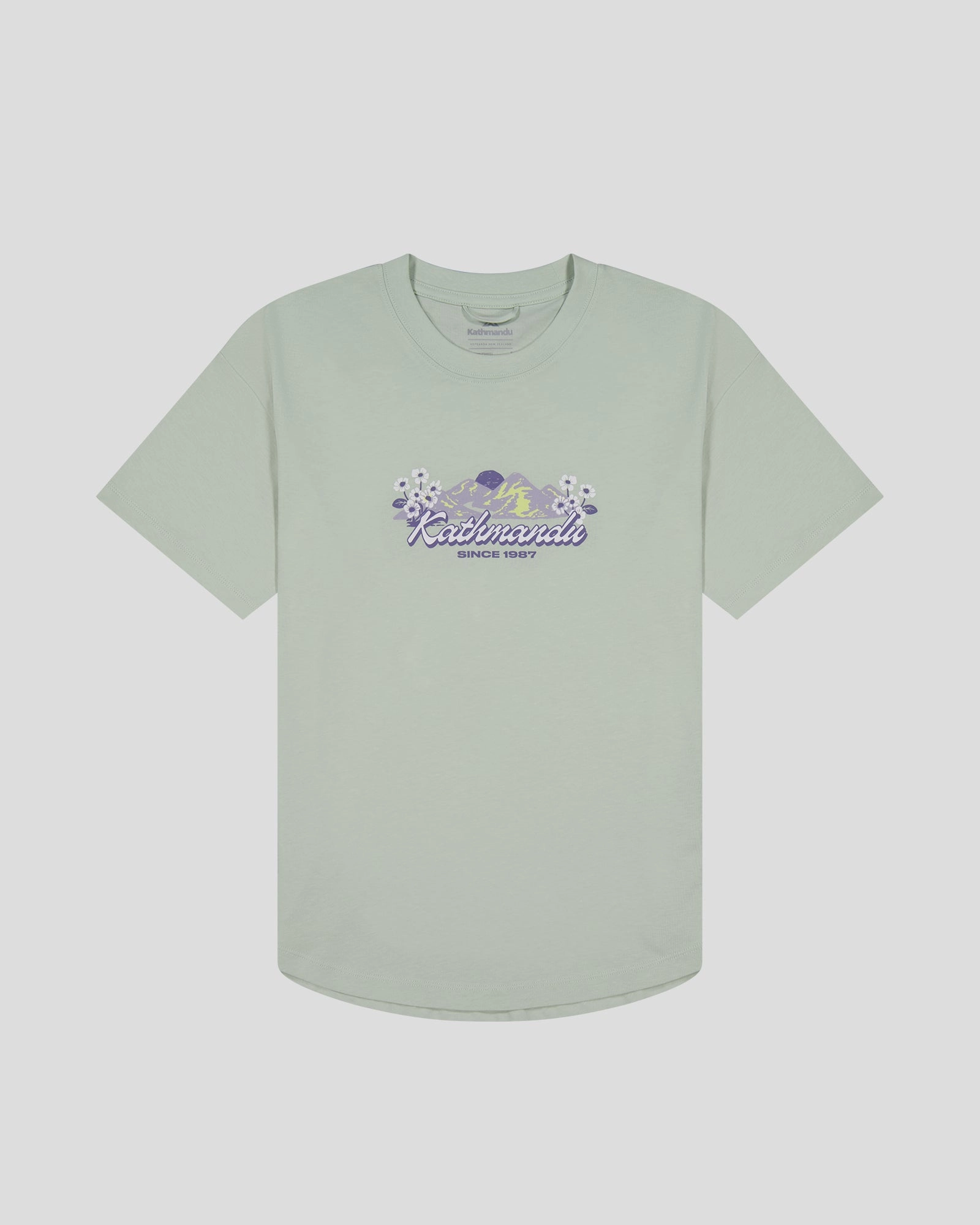 Women??s Mt Cook Lily Organic Cotton T-Shirt - Light Sage Breathable Look Outdoor Adventure