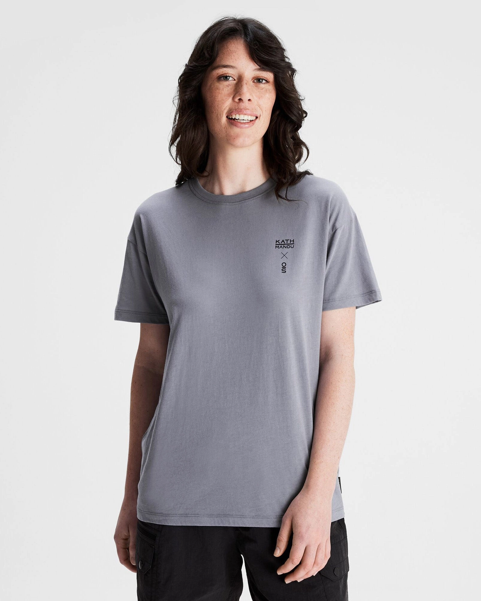 Breathable Style All-Season Comfort Wear Women's O.Smither Lines Organic Cotton T-shirt - Dark Haze