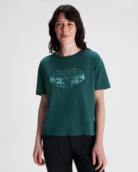 Women's Ridgeline Organic Cotton T-shirt - Deep Lagoon MoistureControlFibers Formal Occasion