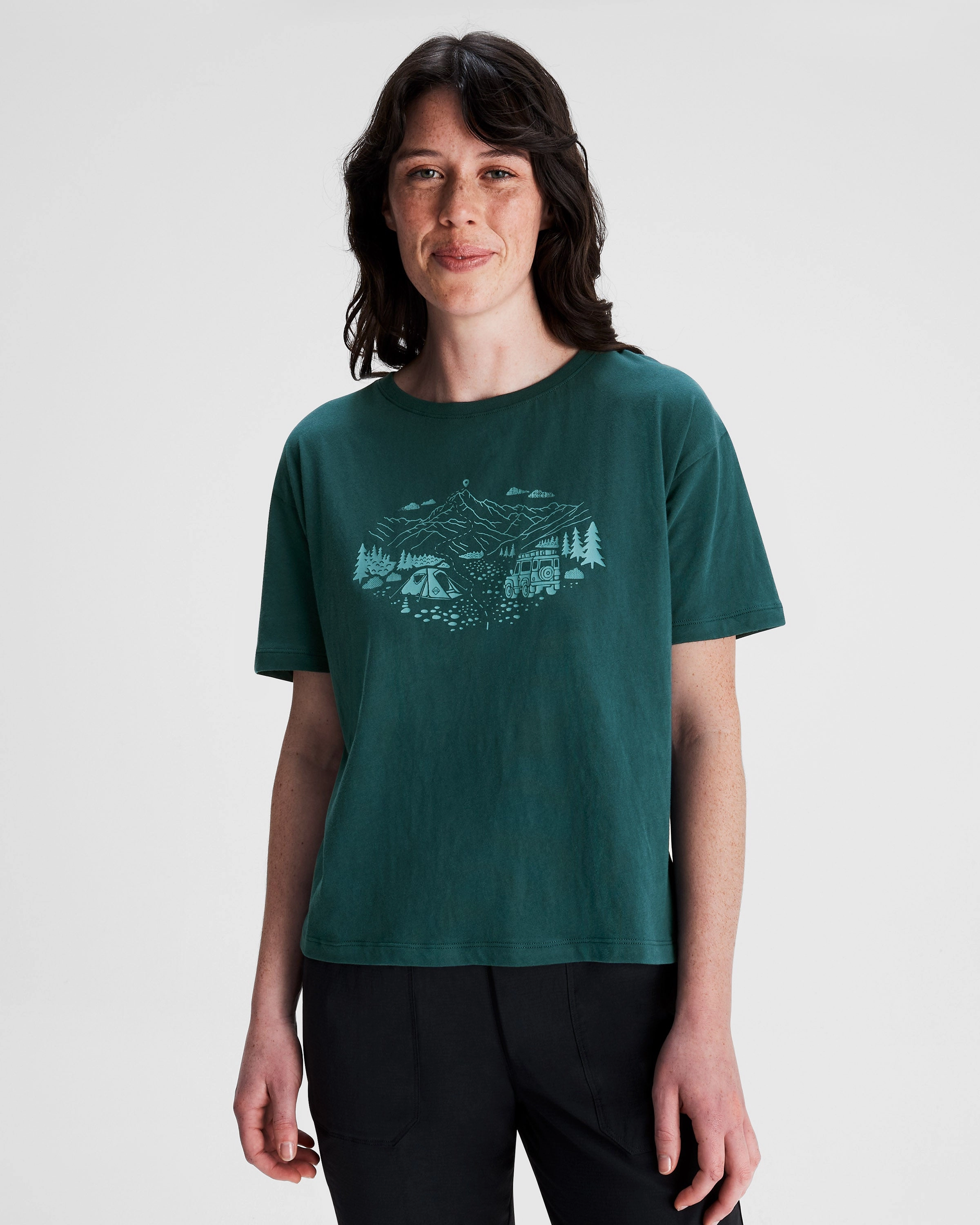 Striped modernity Women's Ridgeline Organic Cotton T-shirt - Deep Lagoon