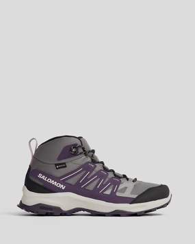 Women's Salomon Grivola Mid Waterproof Hiking Boots - Qush/Night/Quail Sturdy Fit Hiking Trail Comfort Fit