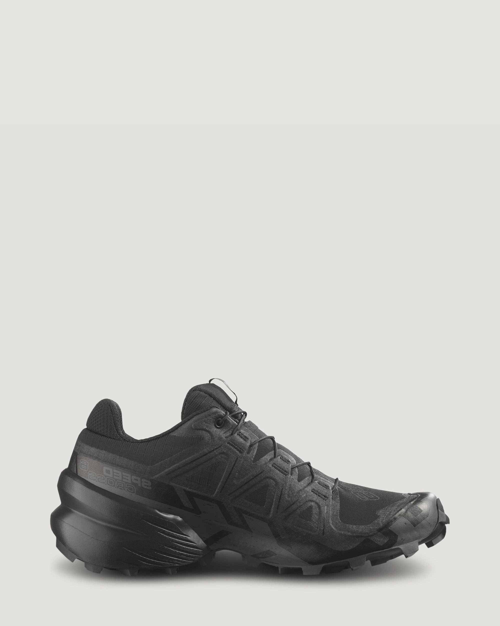 Microspring Tech Women's Salomon Speedcross 6 Trail Running Shoes - Black/Black/Phantom