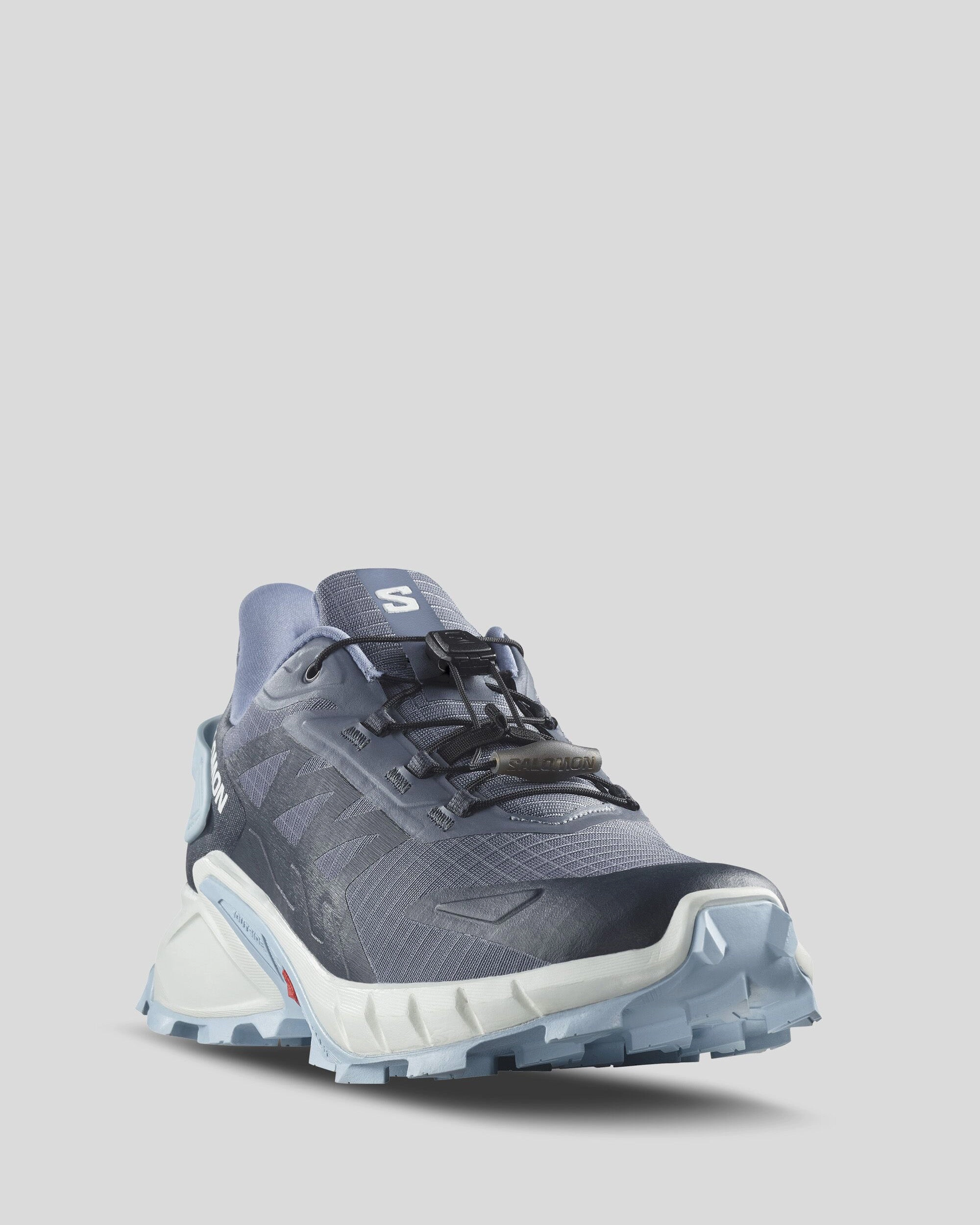 Women's Salomon Supercross 4 Trail Running Shoes - Grisaille/White/CashmireBlue Dynamic Rocker Shape