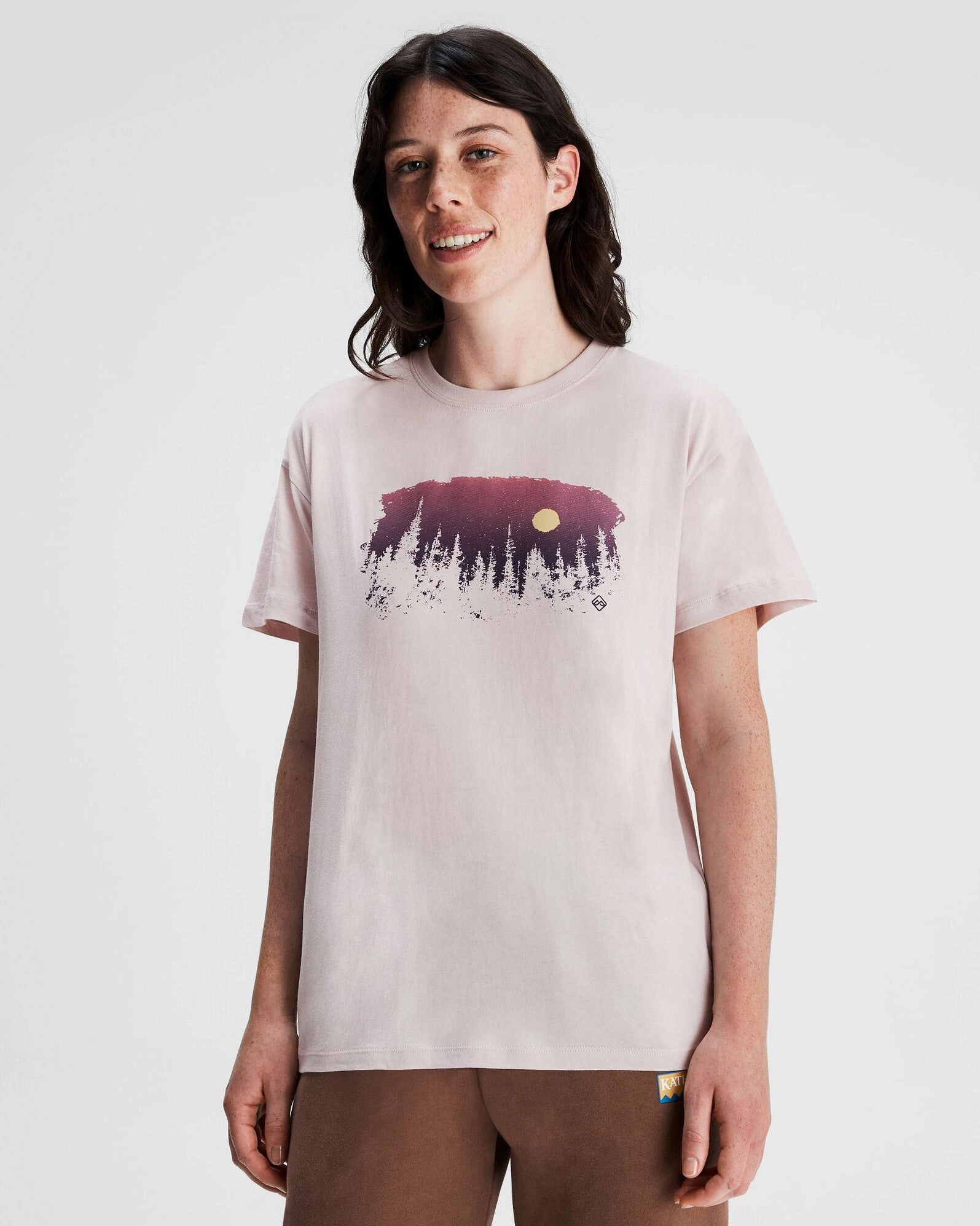 VintageWash Everyday Look Women's Tree Line Organic Cotton T-shirt - Dove