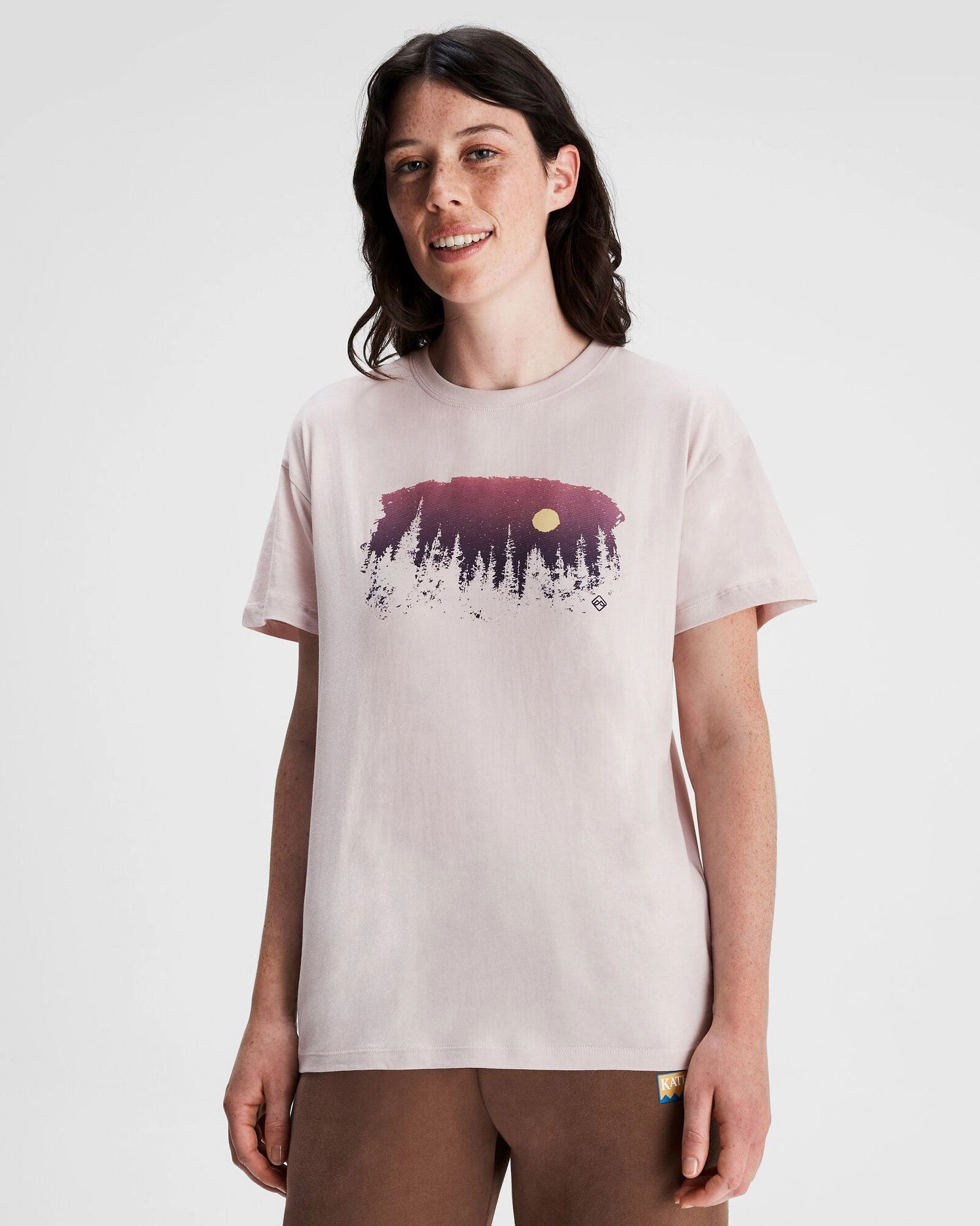 Women's Tree Line Organic Cotton T-shirt - Dove Hiking durability futuristic