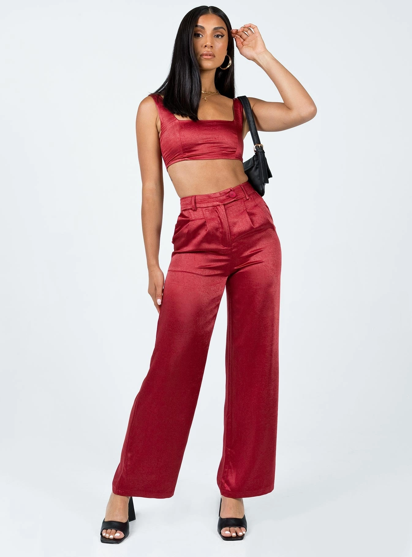 Smart Wear Perfect Fit Huxley Satin Set Burgundy