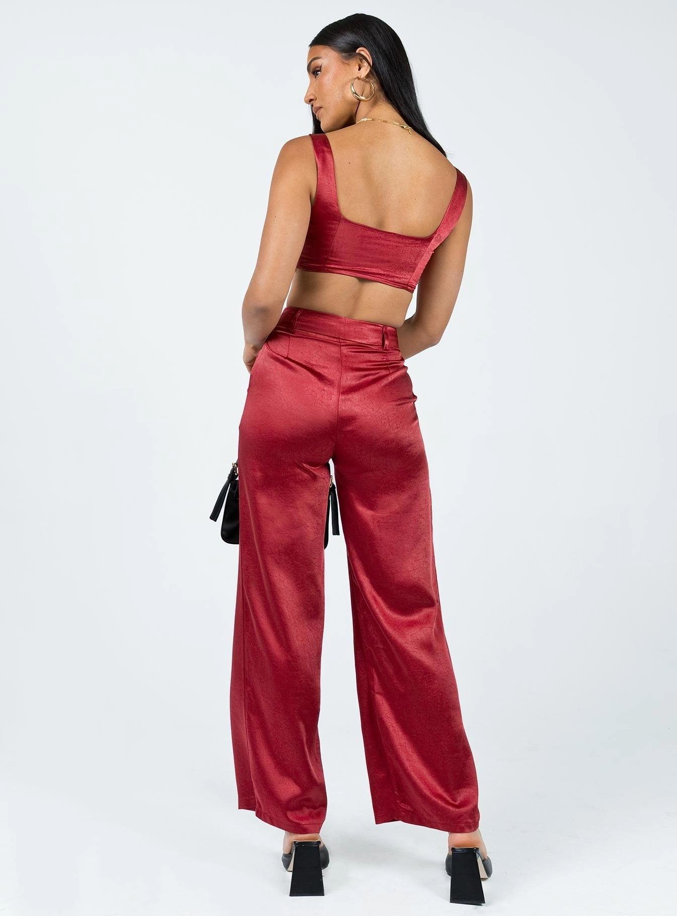 Huxley Satin Set Burgundy Stretch Layer Fit