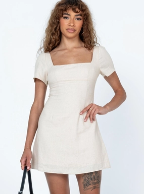 Hastings Mini Dress Beige Kind Glow