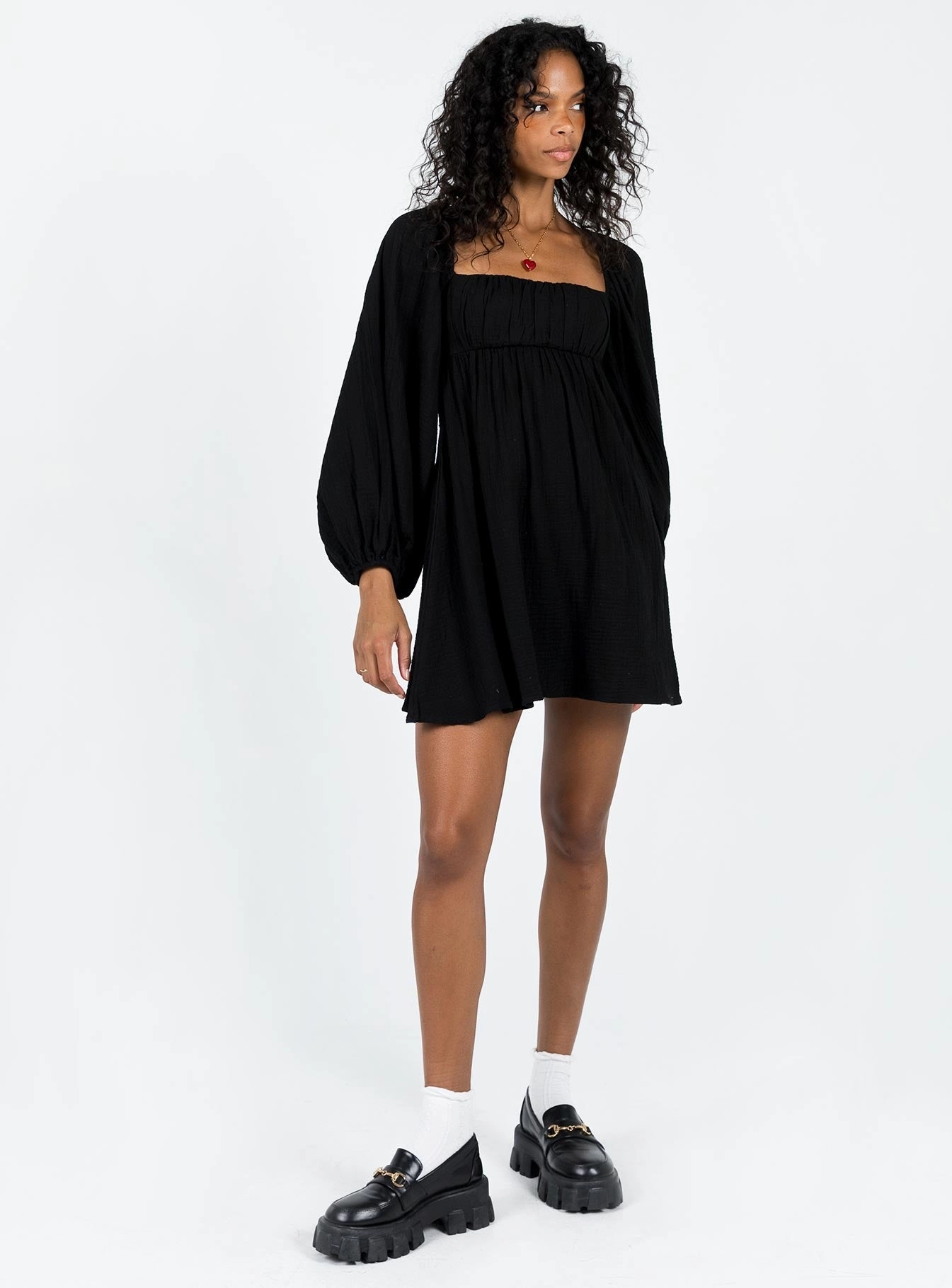 Premium Quality Beach Moment Let's Dance Mini Long Sleeve Dress Black