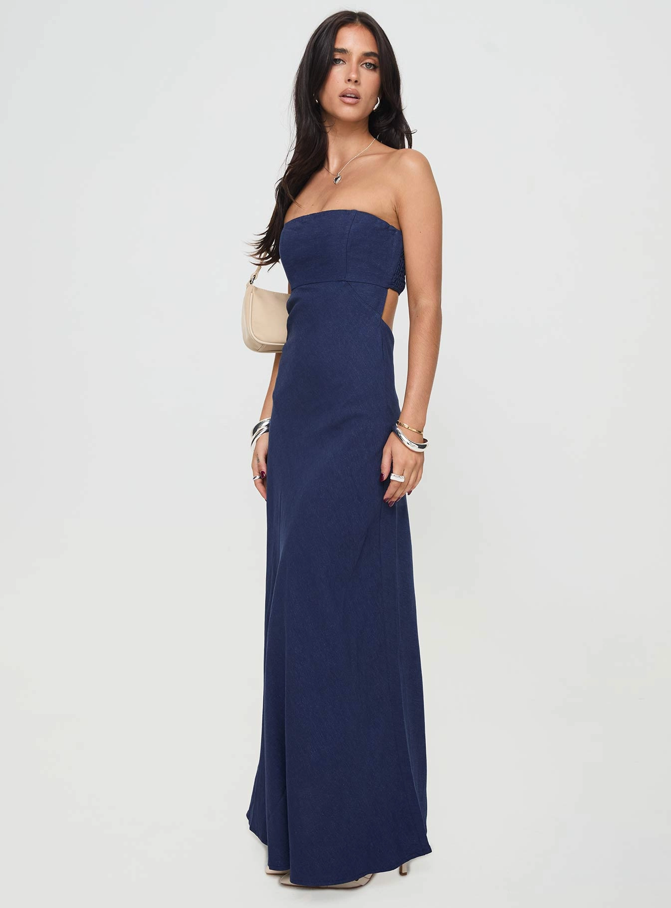 Night Style Timeless Touch Yahir Strapless Maxi Dress Navy