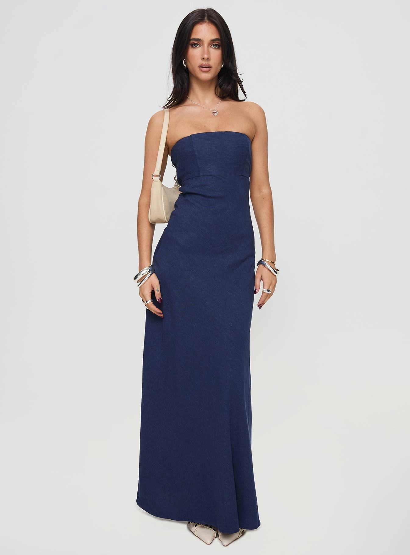 Skin Glow Yahir Strapless Maxi Dress Navy