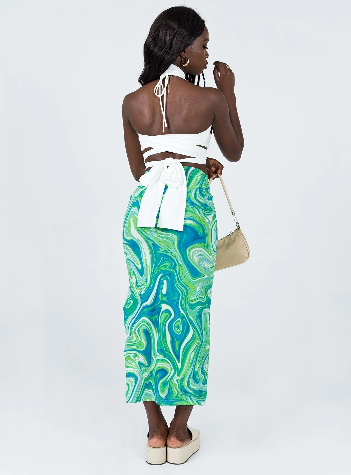 Timeless Touch Clean Style Yelena Midi Skirt Green