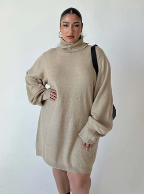 Breeze Grace Zahara Mini Dress Beige Curve
