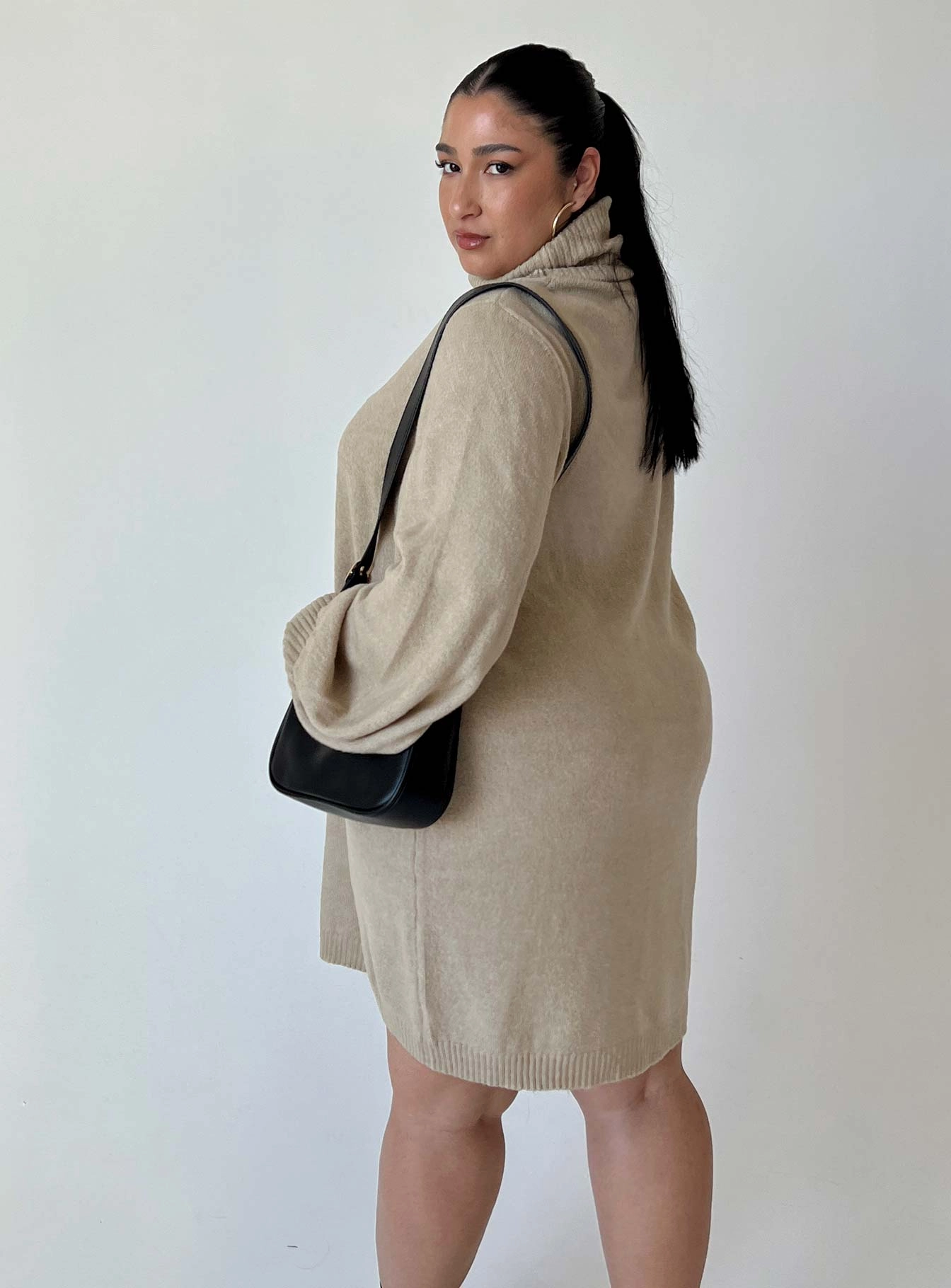 Understated Charm Zahara Mini Dress Beige Curve