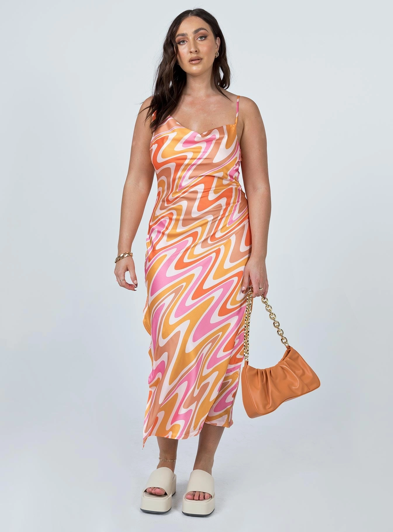 Zamora Maxi Dress Orange / Pink Romance Soul Soft and Chic