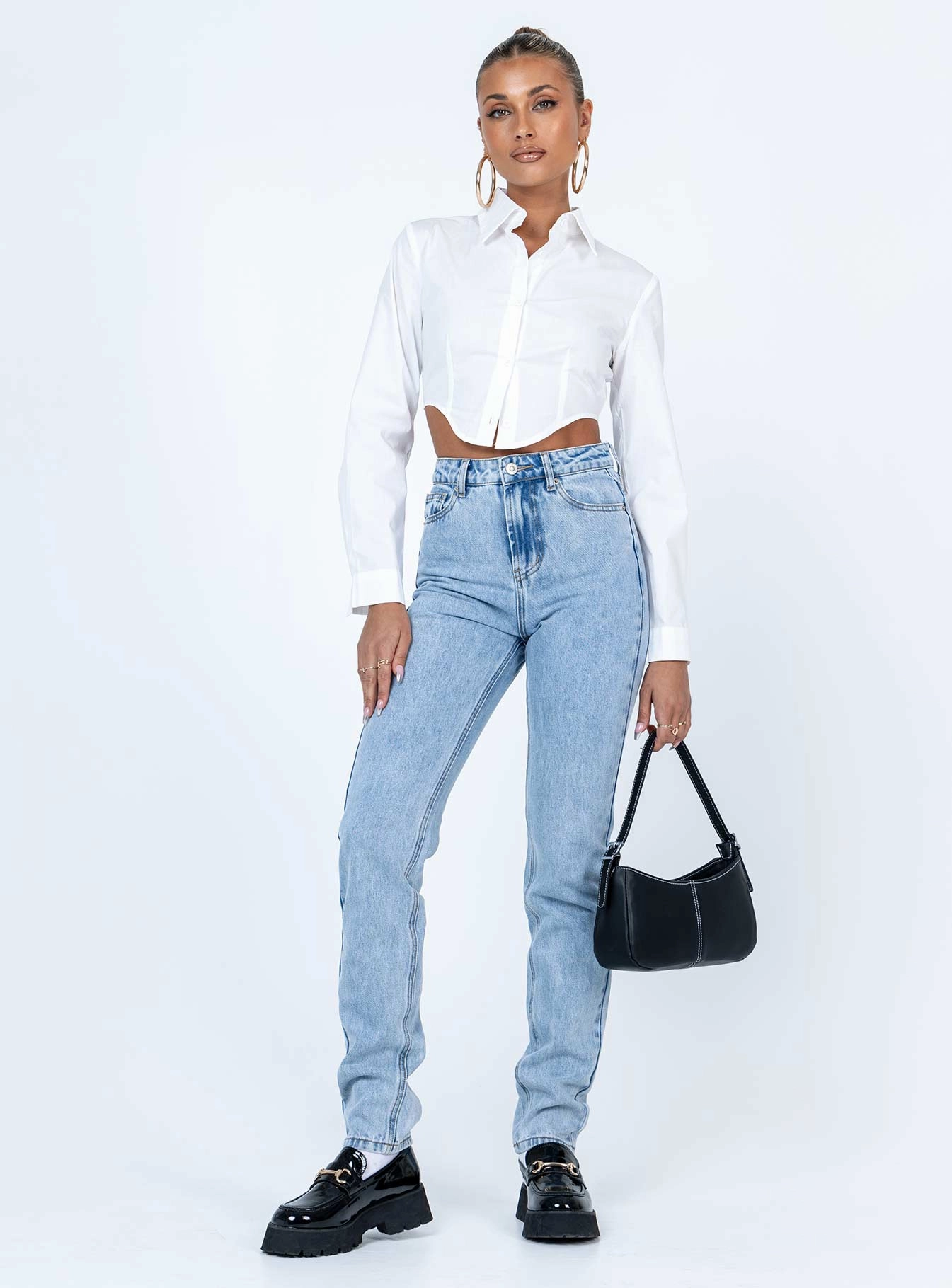 Party Look Modern Minimalist Comfort Stretch Weave Zamora Straight Leg Denim Jeans
