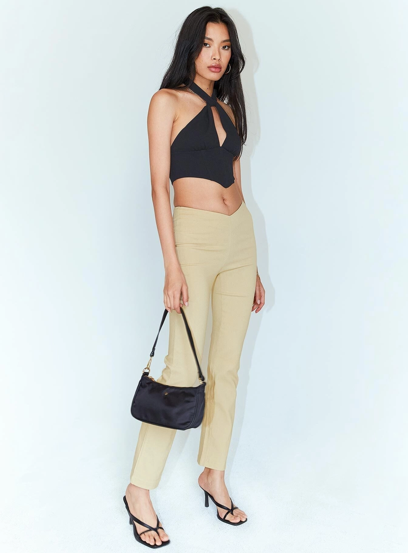 Zara Pant Beige Rubberized Hem Timeless Appeal