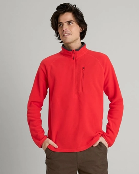 Comfy Material Chilly Days Wear Men's Ridge 100 PrimaLoft Bio Pullover - Alpine Red