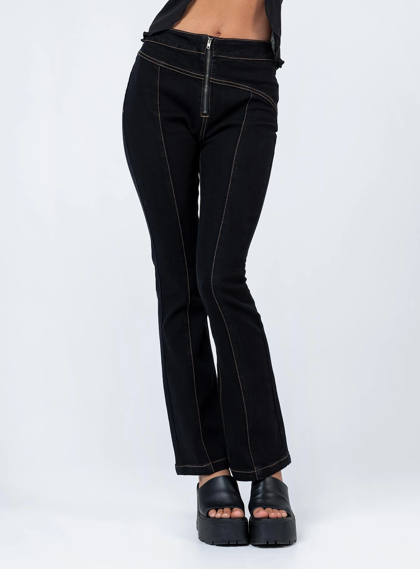Zia Flare Pants Black Light Reflective Details Quick Access Zippers