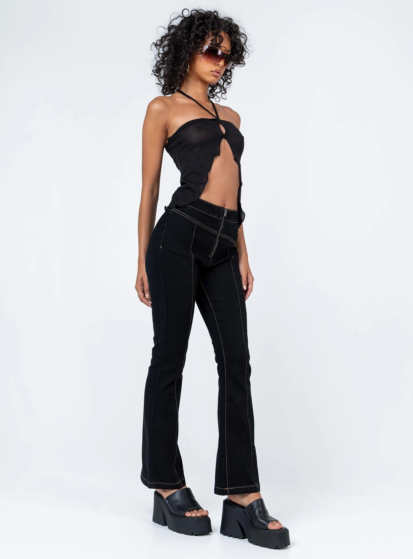 Zia Flare Pants Black EasyCareFabric Sweat Wicking Lining