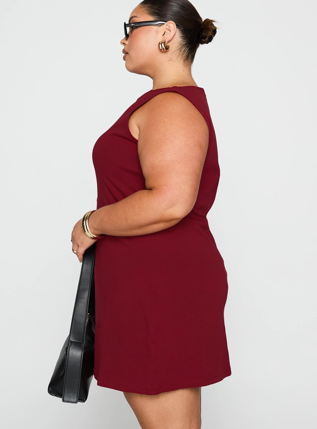 Zimmie Mini Dress Burgundy Curve Artisanal-Detail Travel Comfort