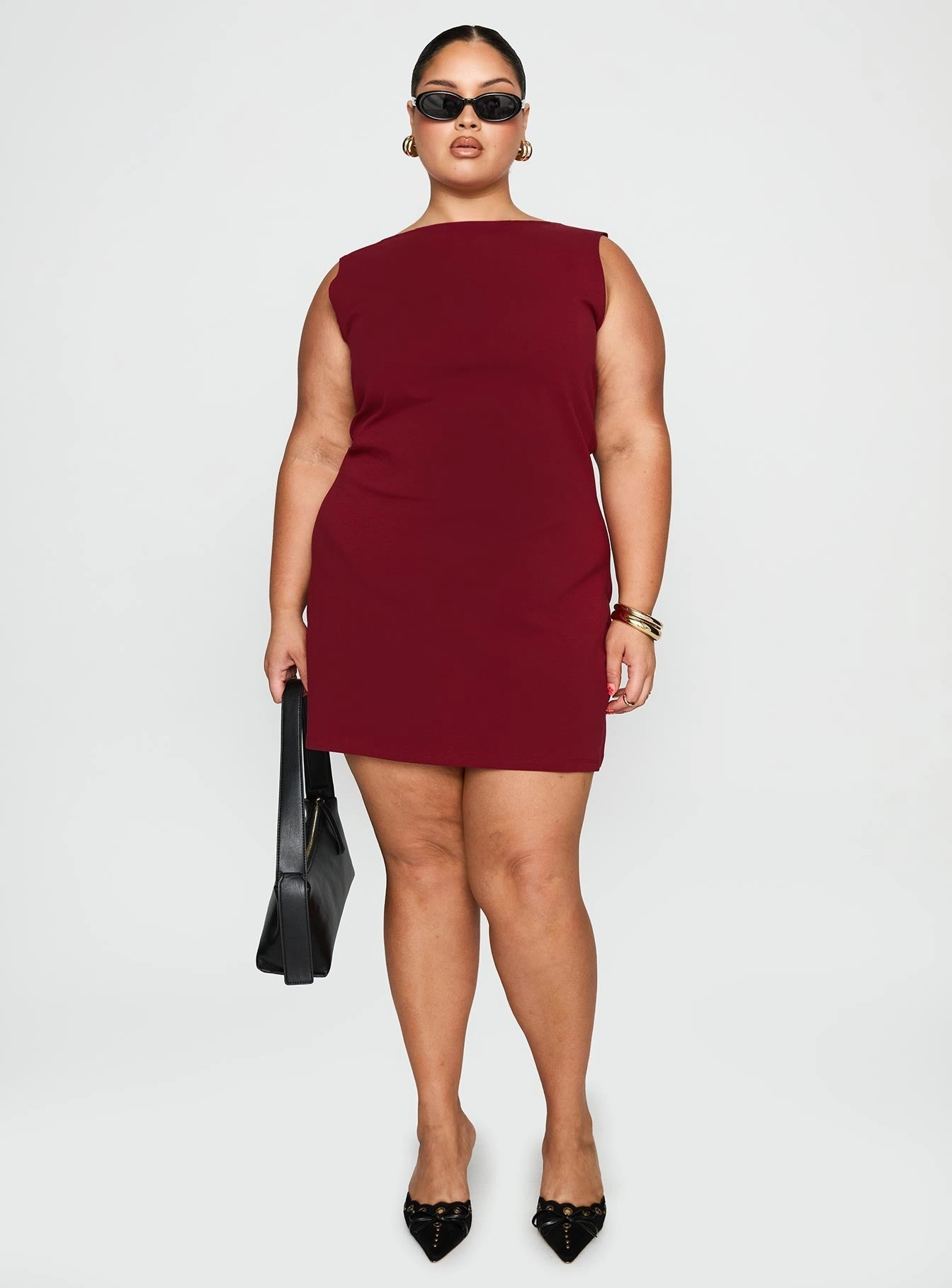 Zimmie Mini Dress Burgundy Curve Comfort Look Fresh Fit